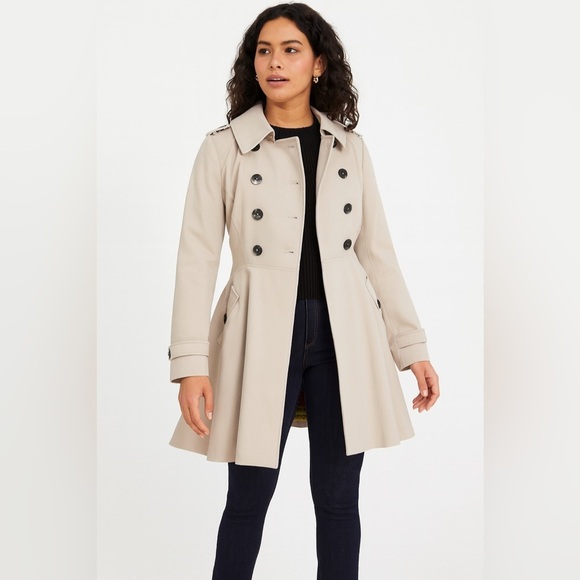 Ted Baker Jackets & Blazers - Ted Baker London Beige Trench Coat Size 2 Double Breasted Floral Lined Jacket